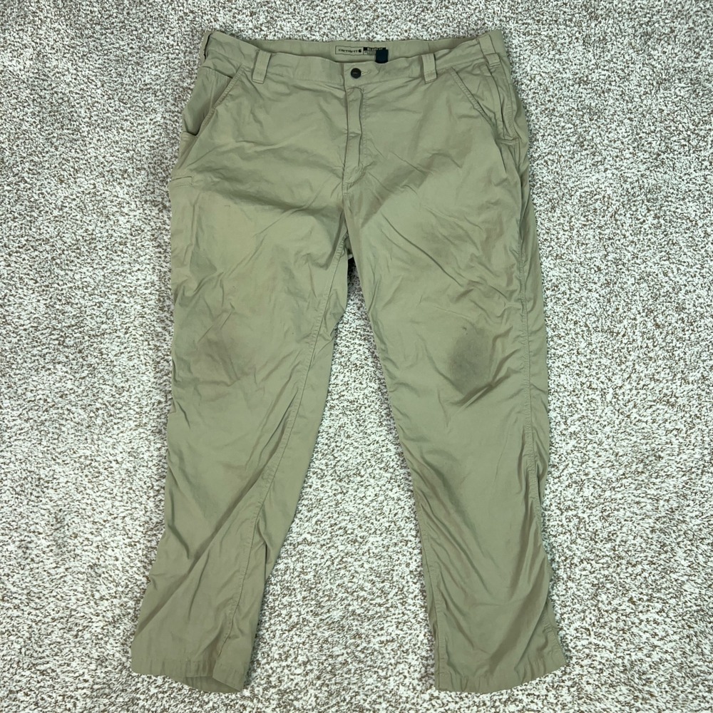 Carhartt Pants Mens 40x30 Tan Relaxed Fit Work Hiking Ripstop Stretch Outdoor